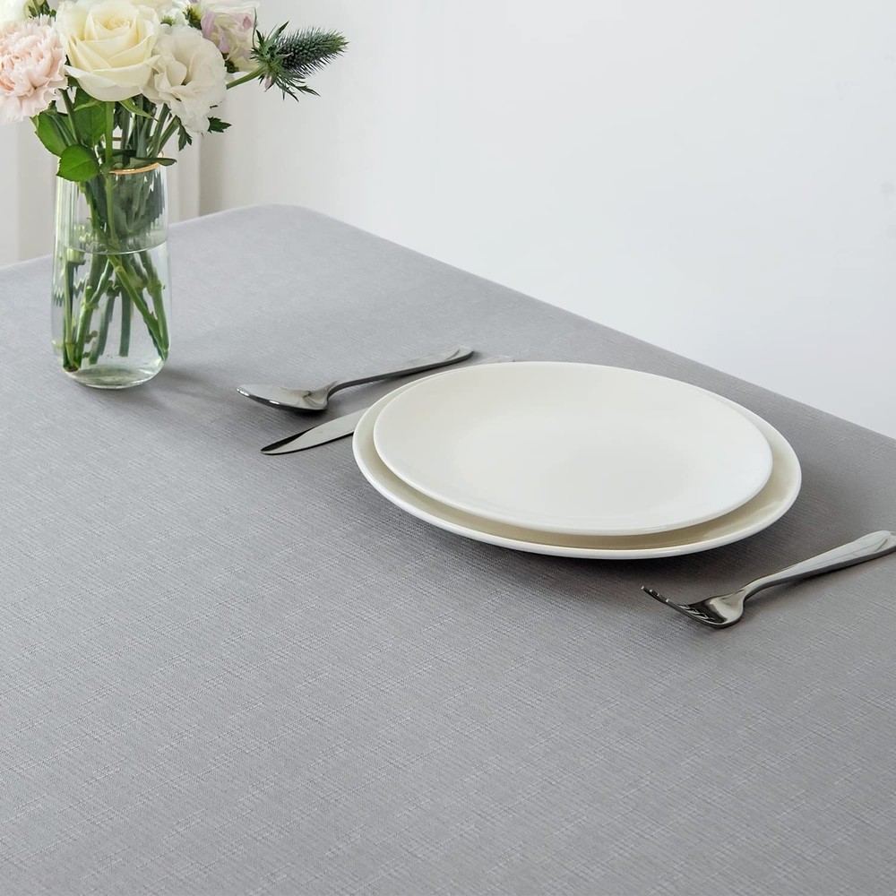 maxmill Rectangle Slubby Textured Tablecloth Waterproof Spillproof Wrinkle Fr...