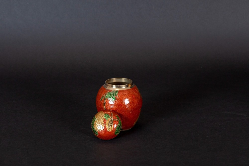 1960's Solid Brass Cloisonne Enamel Vase