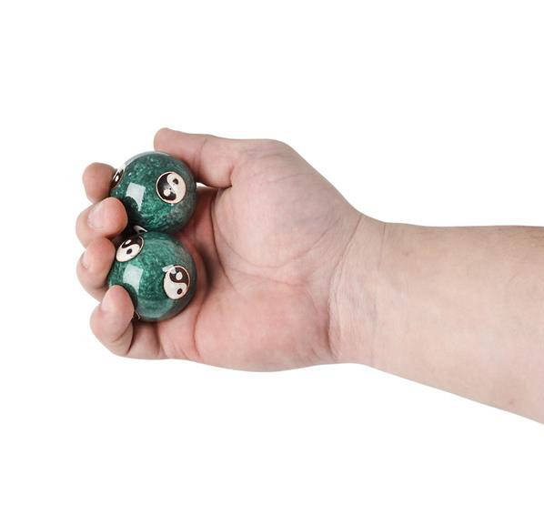 CHINESE HEALTH EXERCISE STRESS BAODING BALLS RELAXATION THERAPY YIN YANG DESIGN