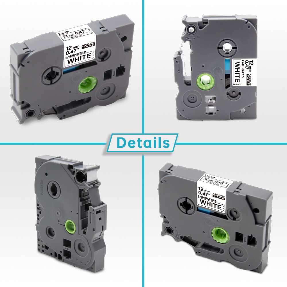 TZ-231 TZe-231 PT-D210 5PK For Brother P-Touch 12mm Label Maker Tape White 1/2"