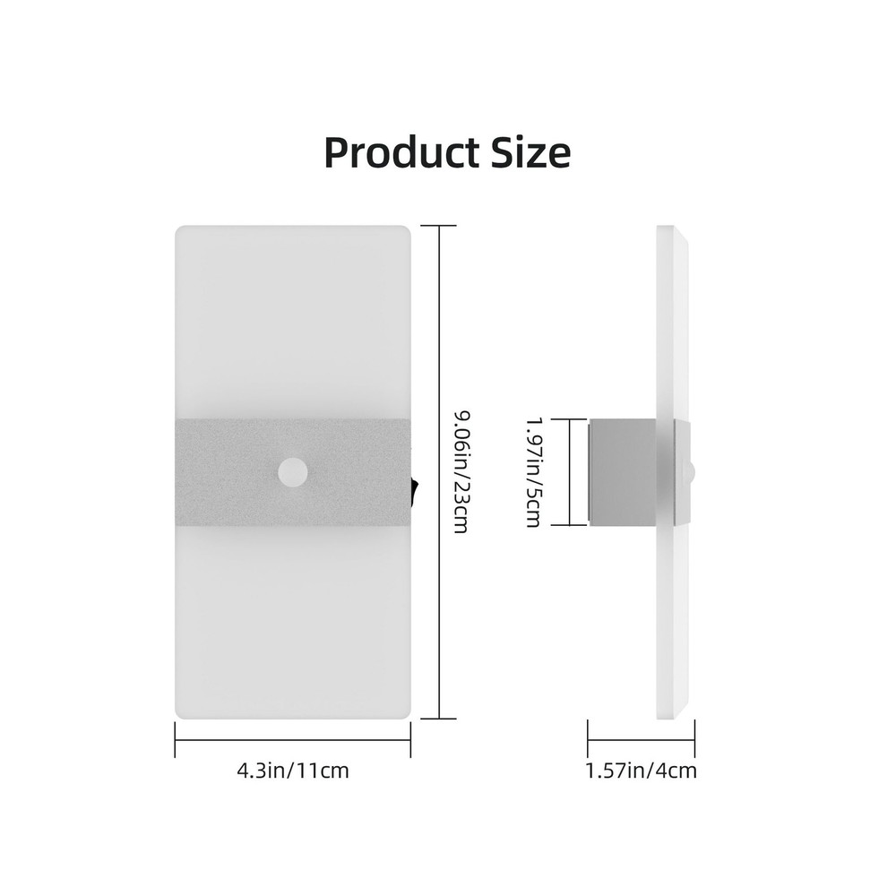 2 Pack Motion Sensor Wall Lights, Morden Silver Decorative LED Indo... Fast Ship
