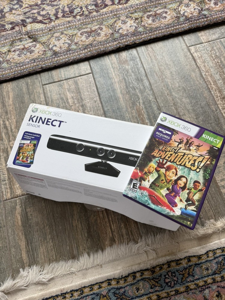 XBOX 360 Kinect Sensor And Kinect Adventures Game