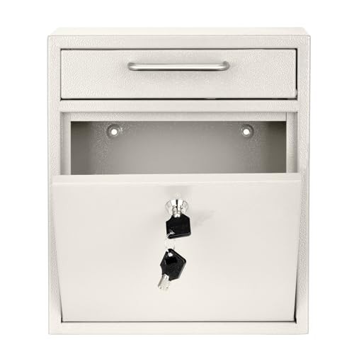 Wall Mount Mailbox - Mailbox with Lock and Keys- Durable Wall Medium White