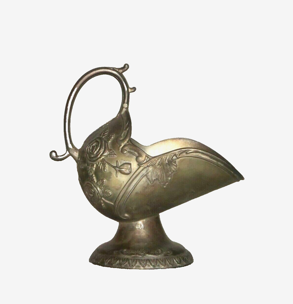VTG Silver Plated Scuttle Sugar Bowl Footed Floral Handle Zinc Alloy No Scoop