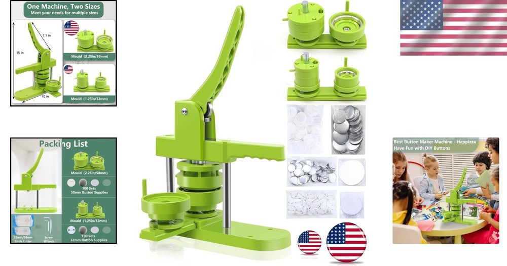 Complete Button Making Kit with Interchangeable Sizes for Personalization