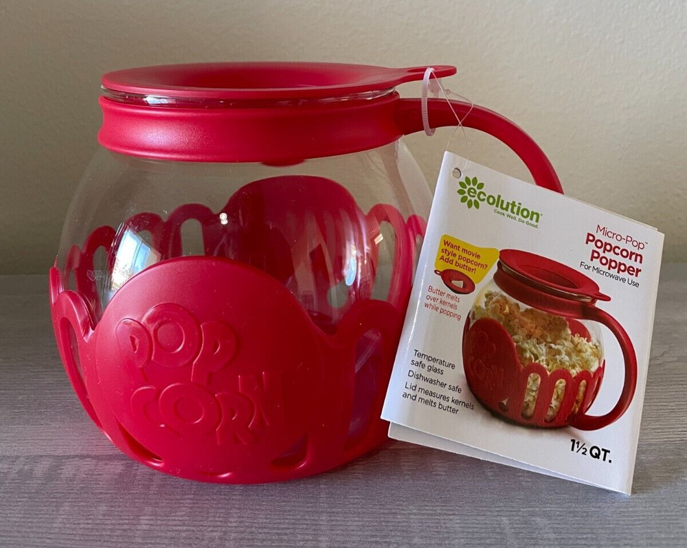 Ecolution Micro-Pop Microwave Popcorn Popper 1.5 Quart New With Tags