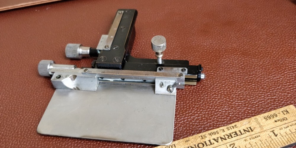 2 Vintage Attachable Mechanical Stage for Microscope BRASS. JAPAN