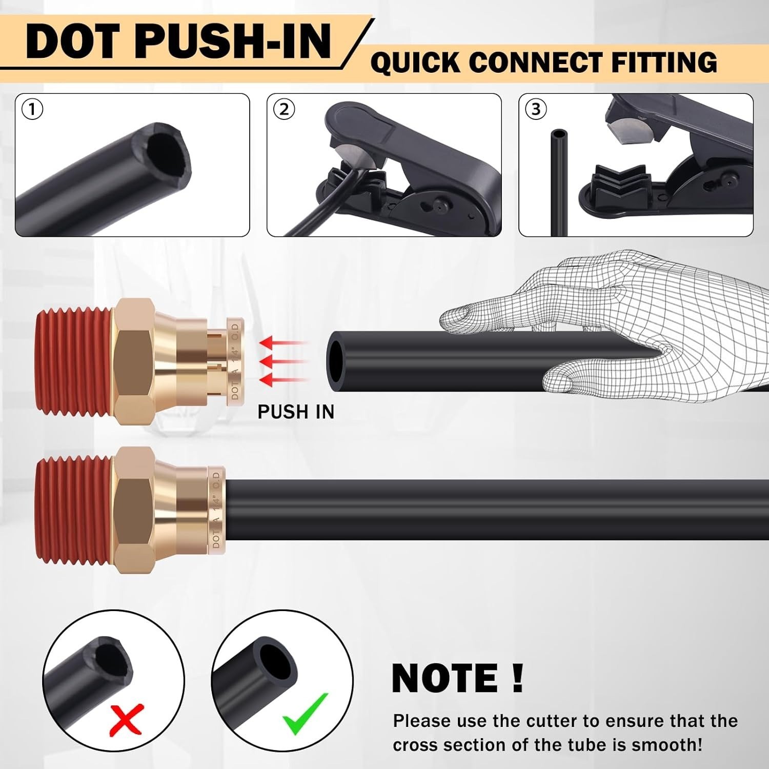 64 Pcs Brass DOT Air Line Fittings Kit Push Lock & Quick Connect Fittings NPT Th