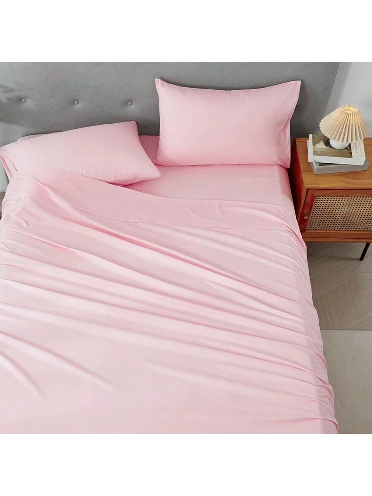 3/4 Piece Bed Sheet Soft Cooling Comfortable Breathable Bedding, Pink