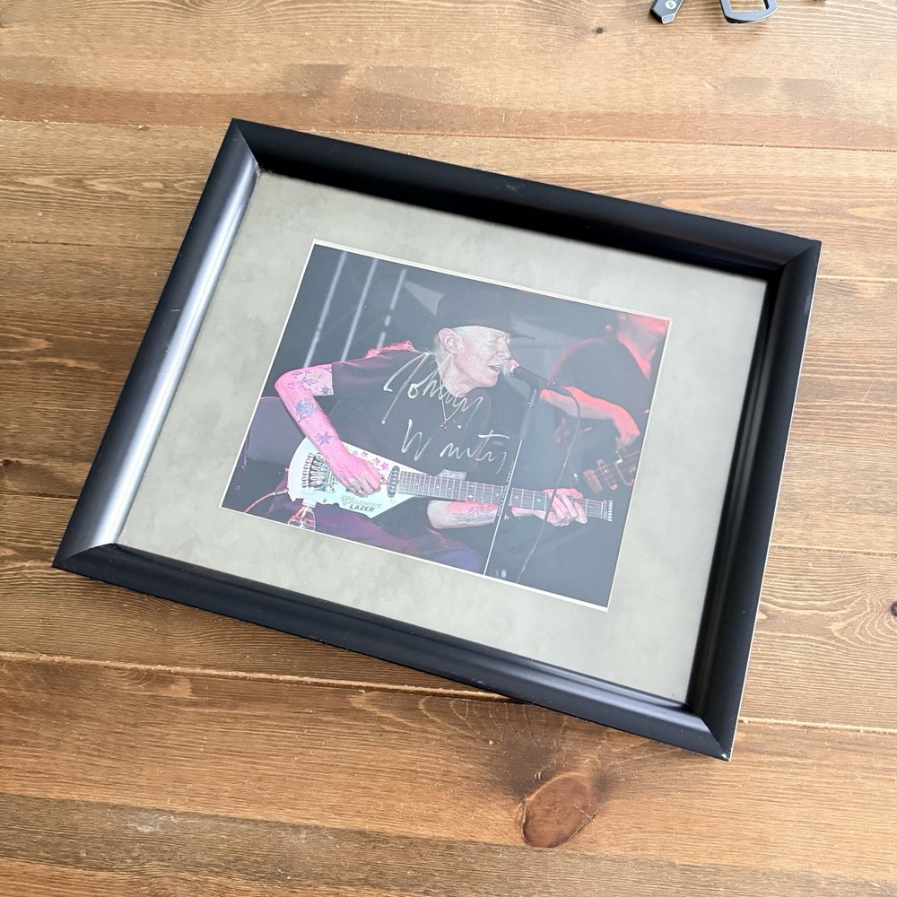 JOHNNY WINTER Signed Autograph 15x12" Framed Photo