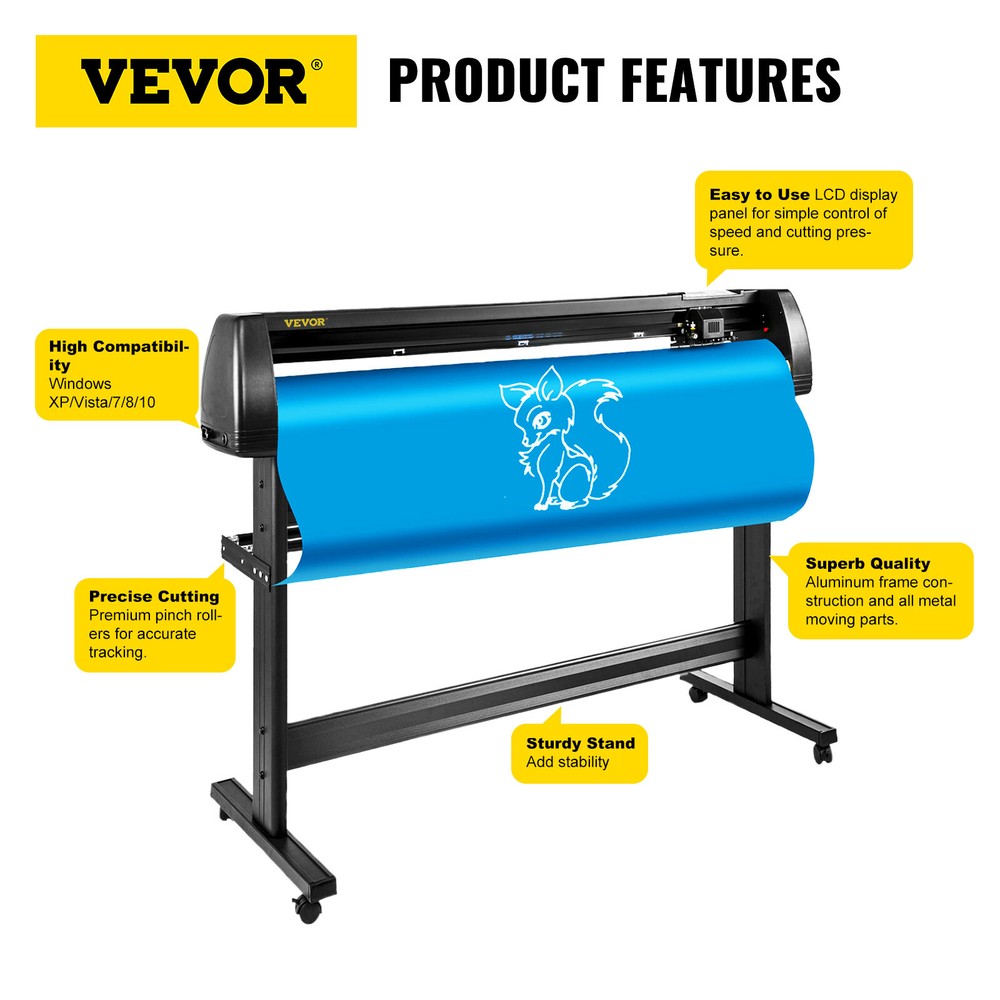 VEVOR 53" Vinyl Cutter/Plotter Sign Cutting Machine Software 3 Blades LCD Screen