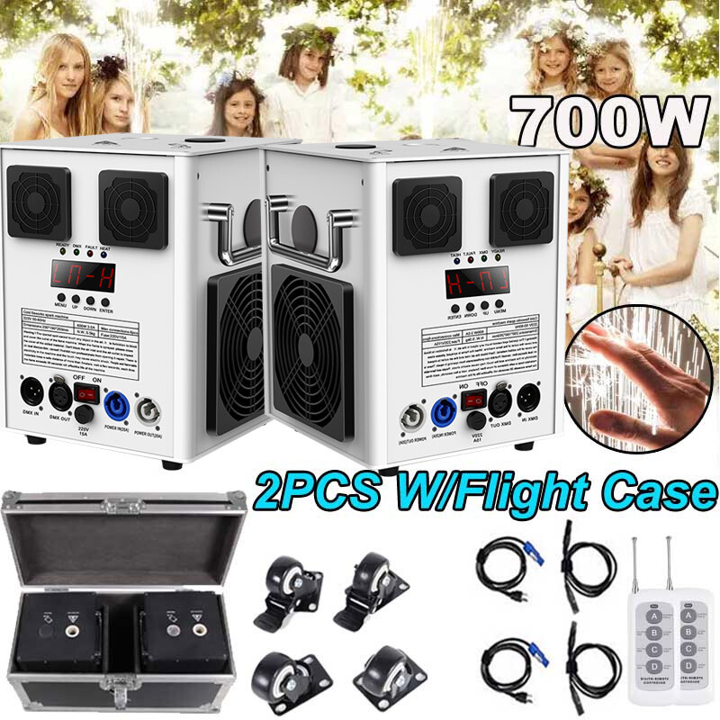2PCS 700W Cold Spark Machine Wedding DJ Party Stage Effect Firework Machine+Case
