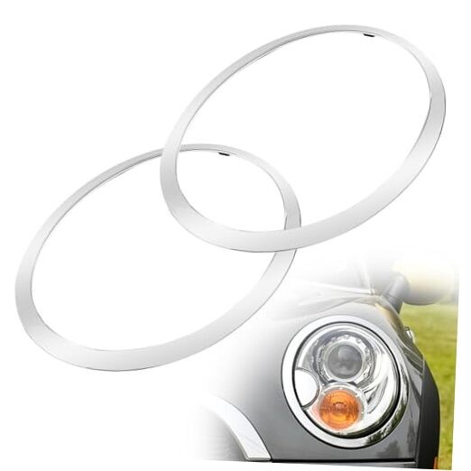 Headlight Trim Ring Bezel, Left Driver & Right Passenger Side Chrome Headlight