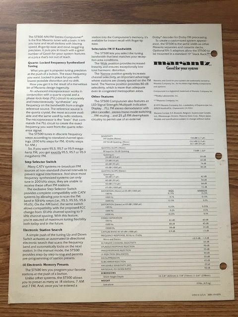 Marantz Tuner Brochure