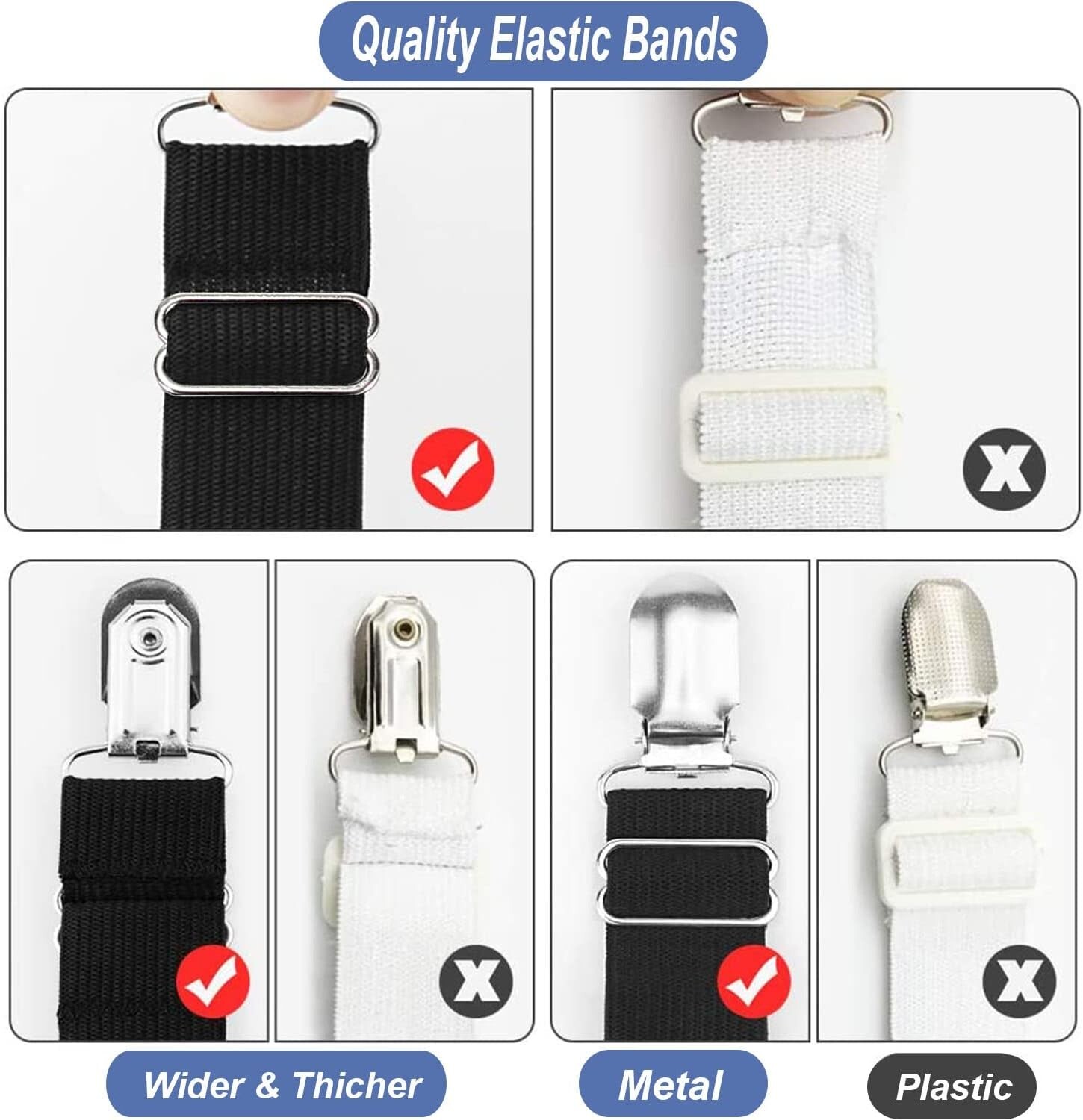 Bed Sheet Straps Scrunchie Fitted Straps Keepers Holders Elastic Fasteners 5 Pcs