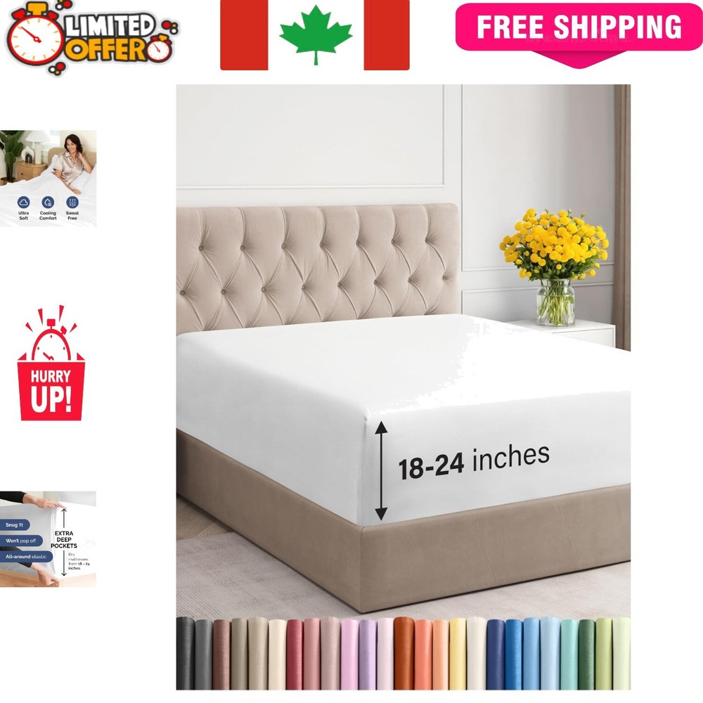 White Twin Fitted Sheet with Extra Deep Pockets - Premium Microfiber Comfort