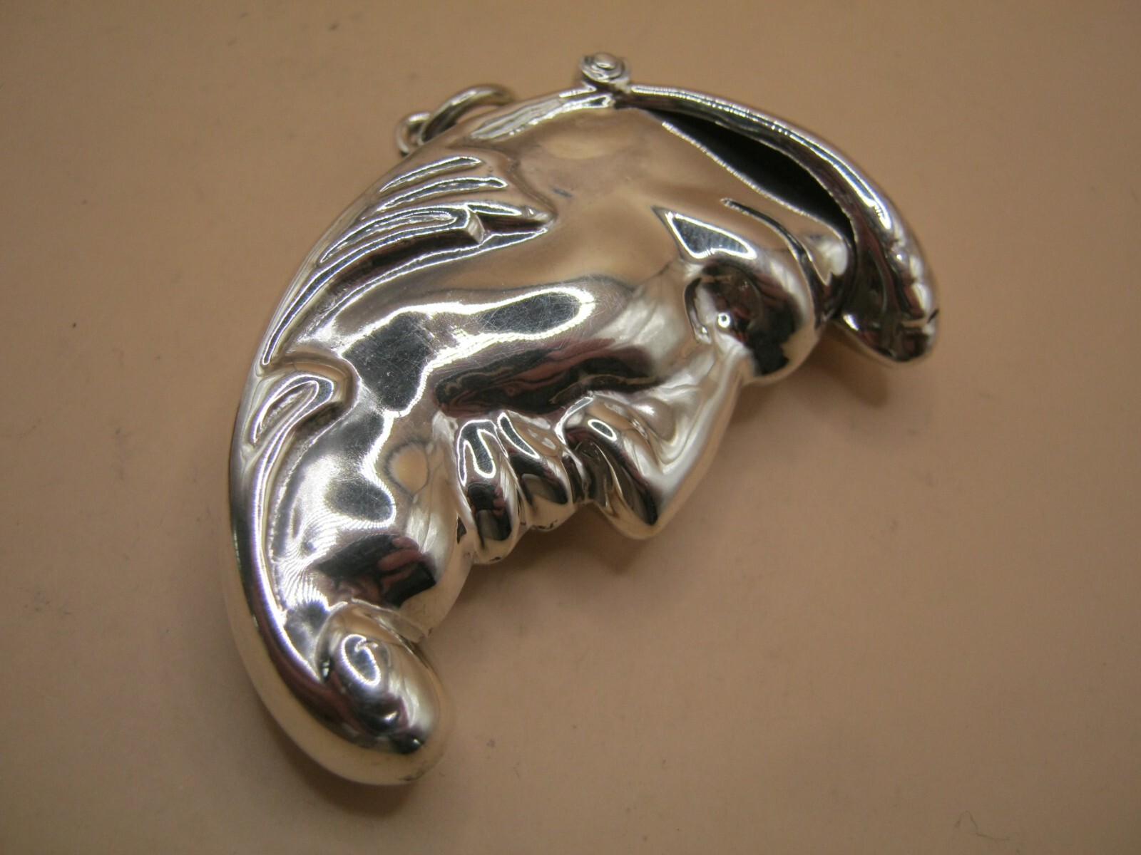 English Hallmarked Sterling Silver Man In The Moon Vesta Case Box Locket