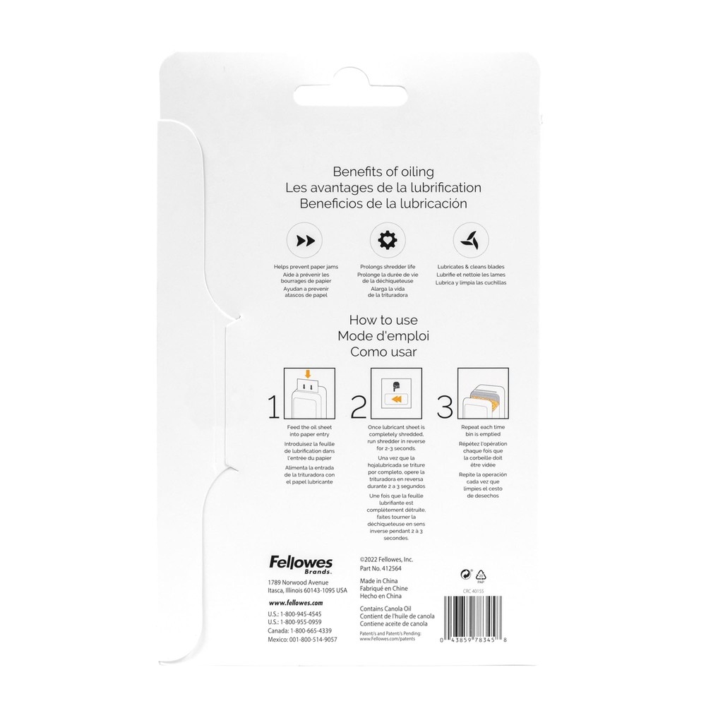 Fellowes Performance Shredder Lubricant Sheets 10 Pack for Smooth Operation