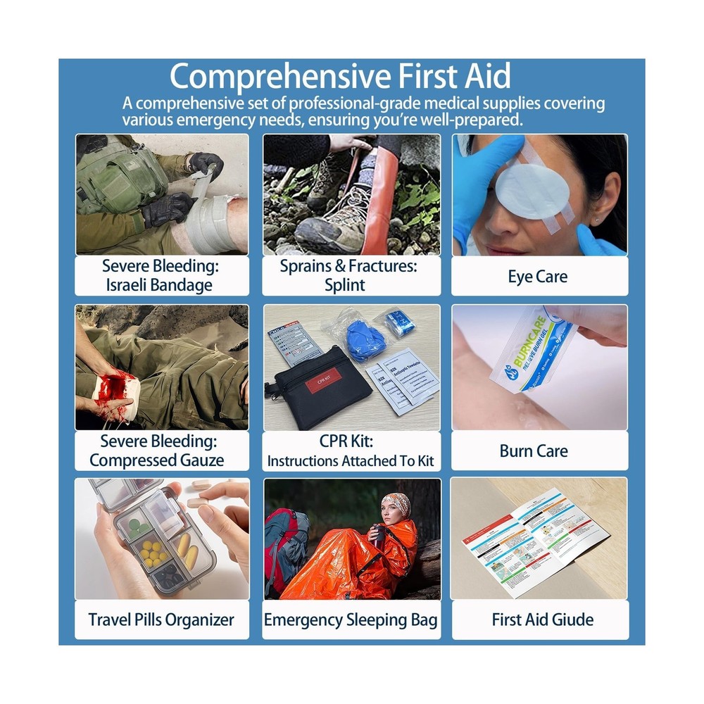Comprehensive First Aid Kits- Advanced Trauma Kits with Labeled Com... Fast Ship
