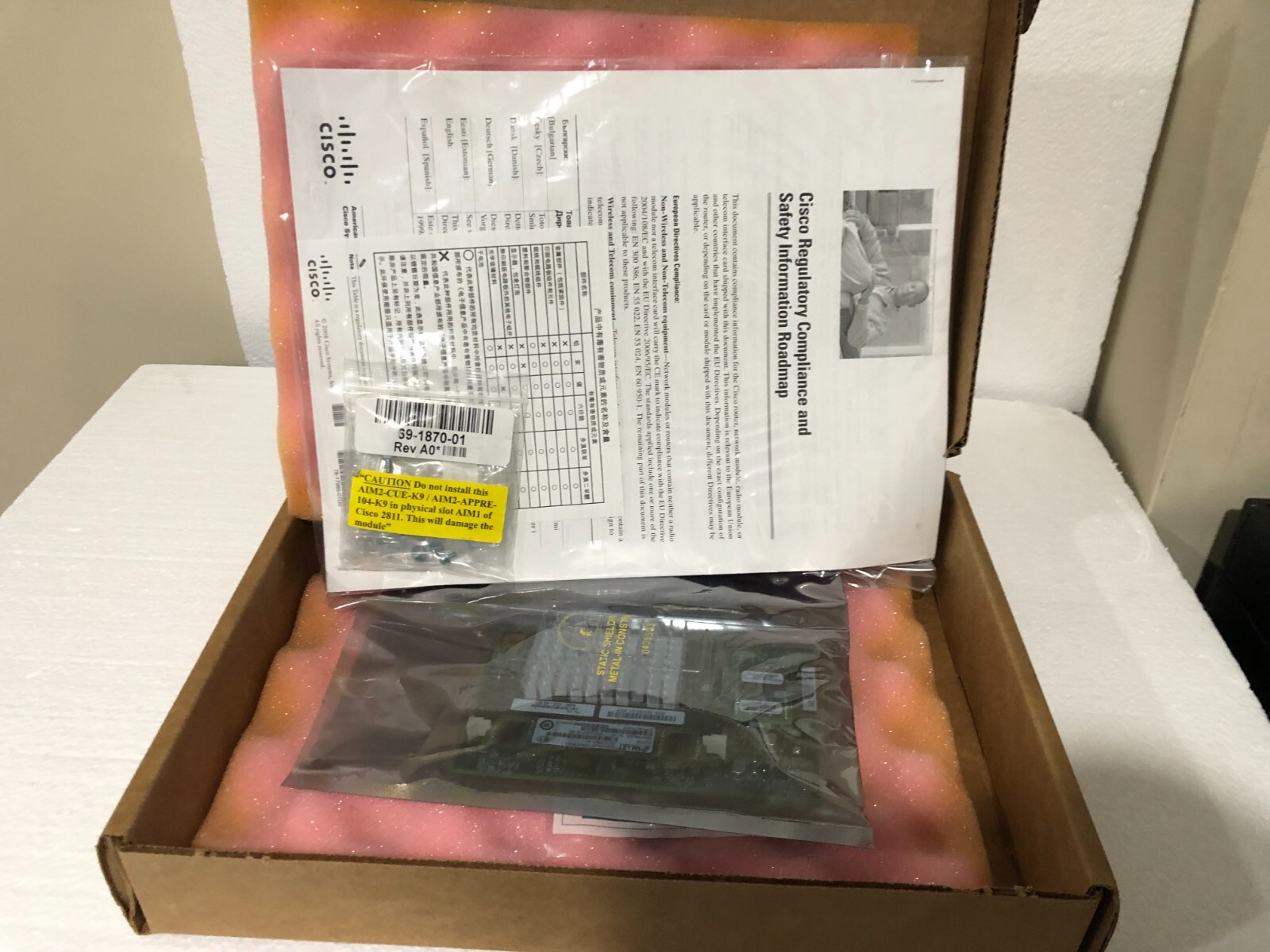 CISCO AIM2-CUE-K9 Unity Express VoiceMail Module 20 Mailbox 6 Ports Lic AIM2-CUE