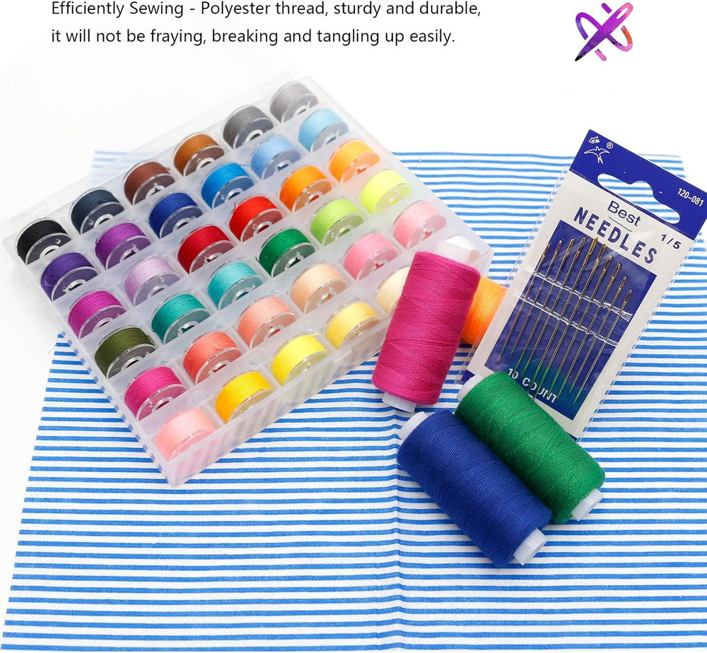82Pcs Sewing Thread Kit, 36 Assorted Colors Machine Threads with Spools, 36 Same
