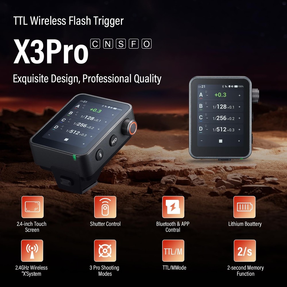 Godox X3 Pro S Touchscreen TTL Flash Trigger for Sony 2.4G Wireless LCD Screen