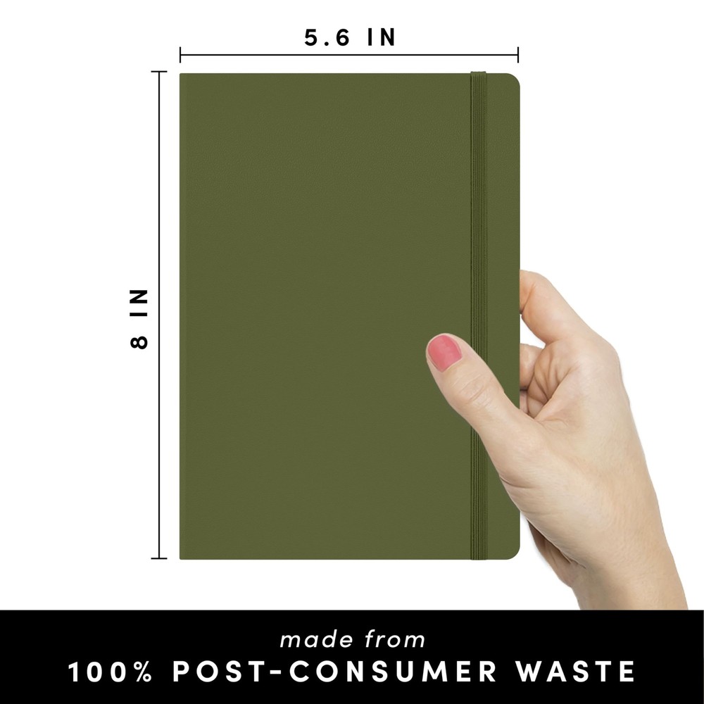 PAPERAGE Recycled Lined Journal Notebook, (Olive), 160 Pages, Lined, Olive