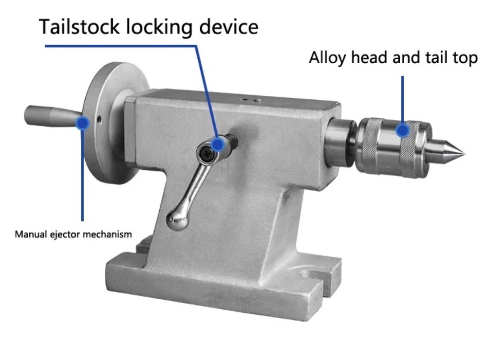MT2 Center Height 110mm 125mm CNC Manual Tailstock Replaceable Ejector,