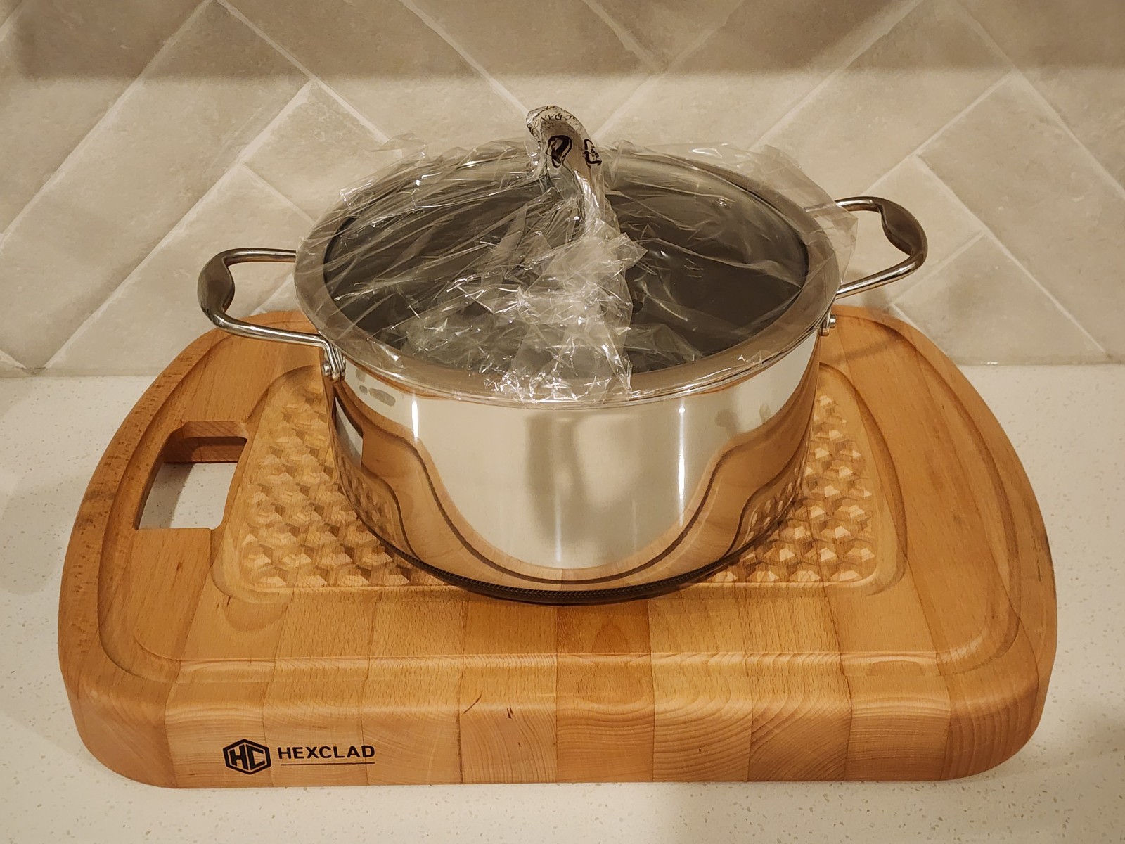 HEXCLAD Non-Stick 8 QUART STOCK POT Pan w/ Glass Lid Cookware 10” - BRAND NEW!