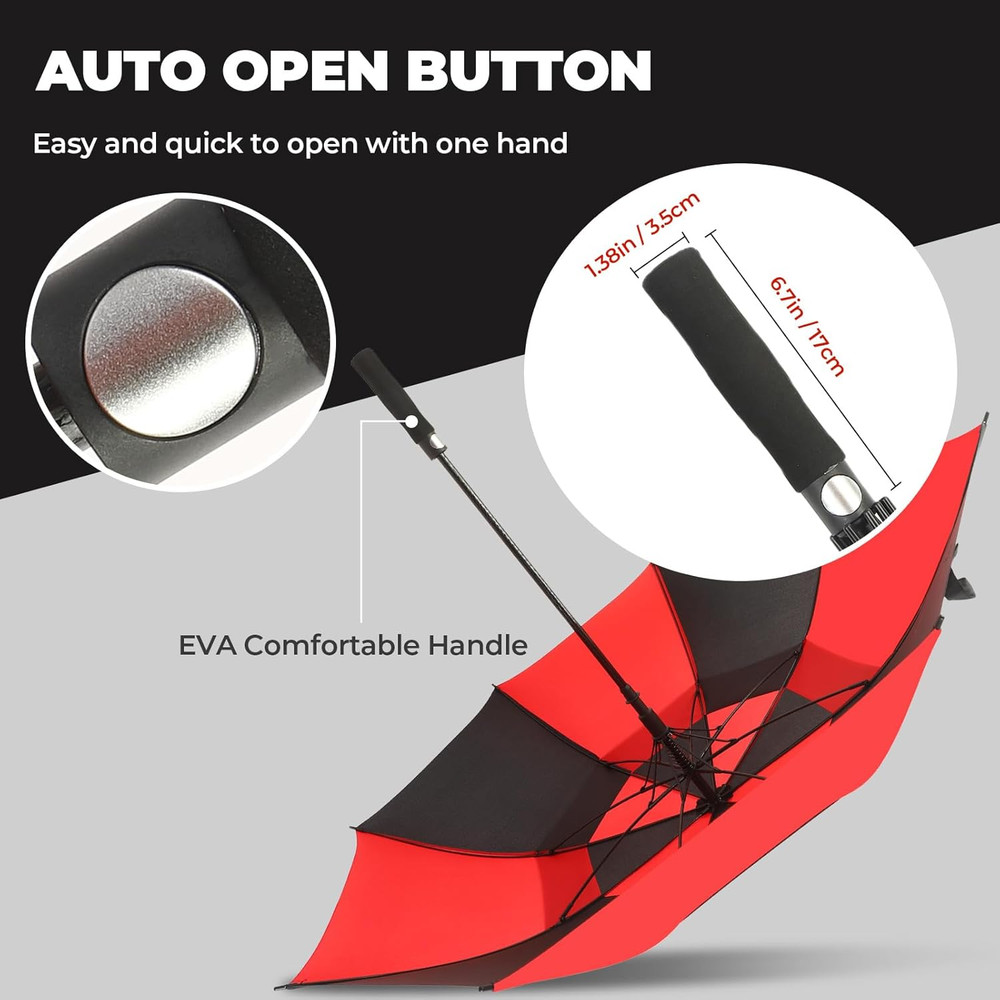 Automatic Open Golf Umbrella 54/62/68/72 Inch Extra Large Windproof Vented Doubl