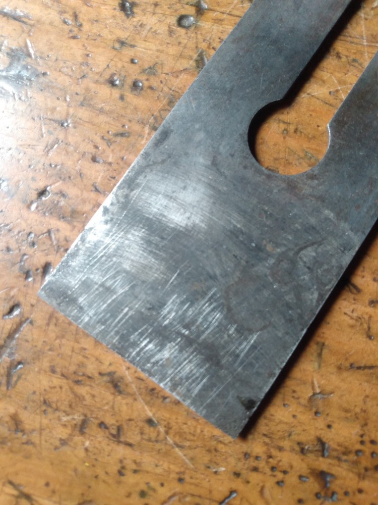 STANLEY 2" V-LOG0 (distressed) PLANE BLADE. READ FULL DESCRIPTION.