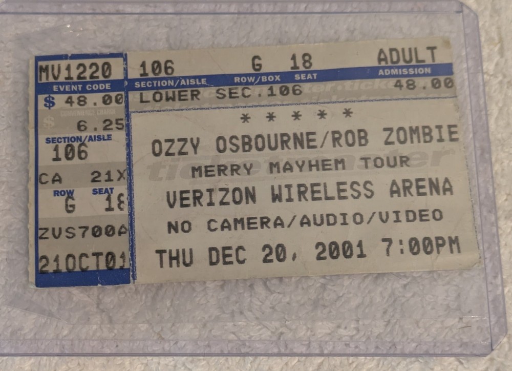 Ozzy Osbourne Lynyrd Skynyrd Rob Zombie Bob Dylan Passes Ticket Stub Lot