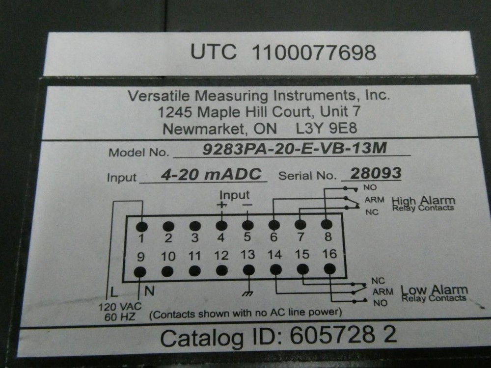 Versatile Measuring Instruments 9283PA-20-E-VB-13M Panel Meter -2-3kpa