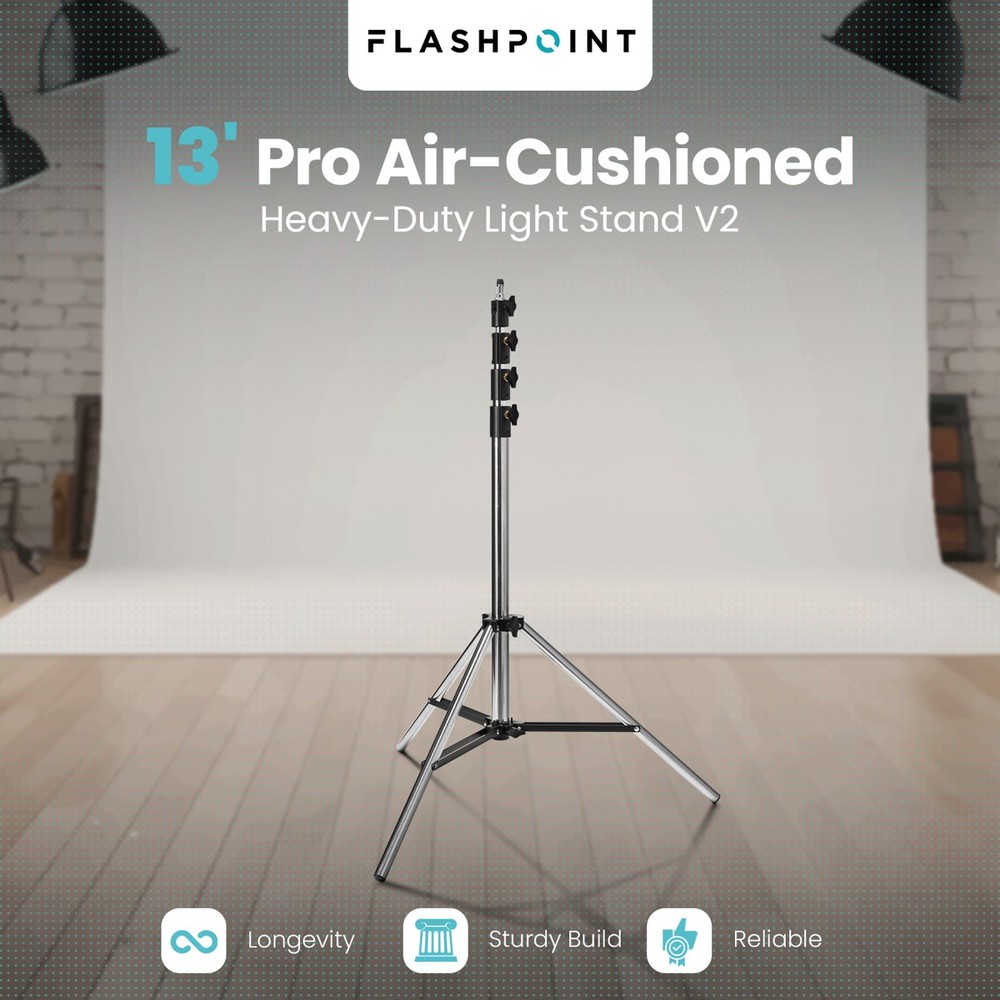 Flashpoint Pro Heavy-Duty Air-Cushioned Light Stand (Chrome, 13')