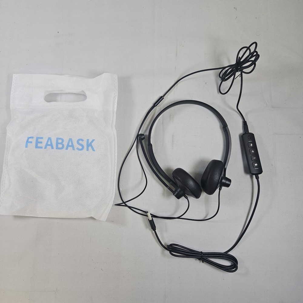 Feabask EH07 USB Headset with Microphone for PC Laptop - Wired Computer...