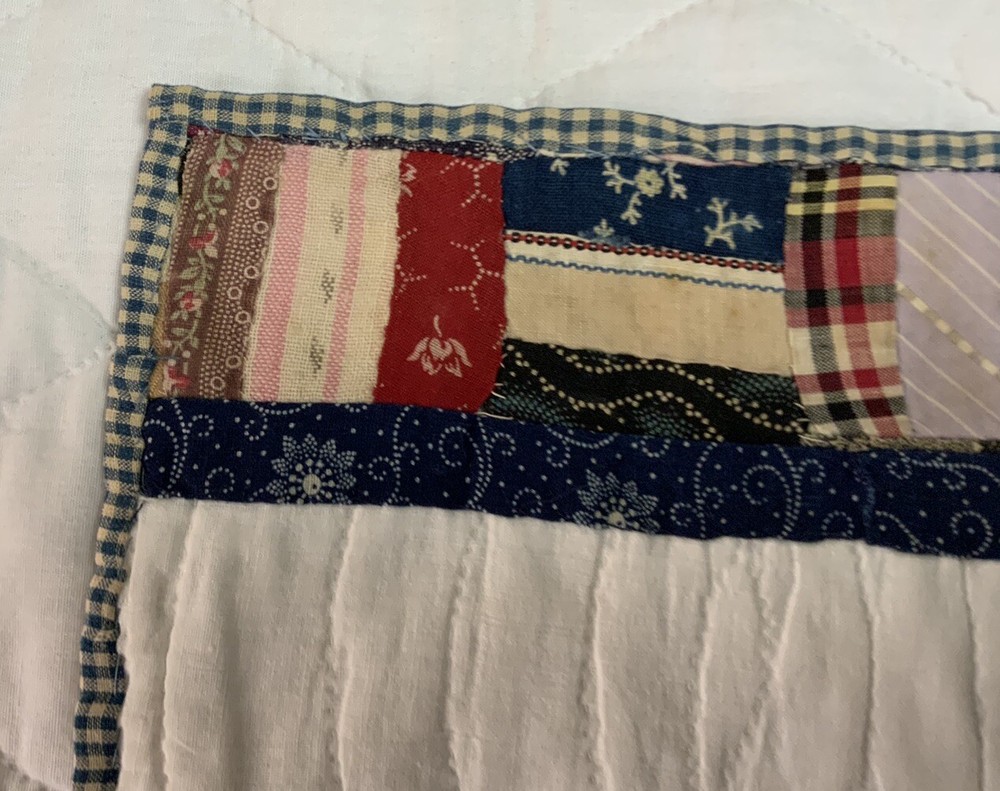 Vintage Antique Quilt Table Topper, Small, Patchwork Quilt Pieces, Rectangle