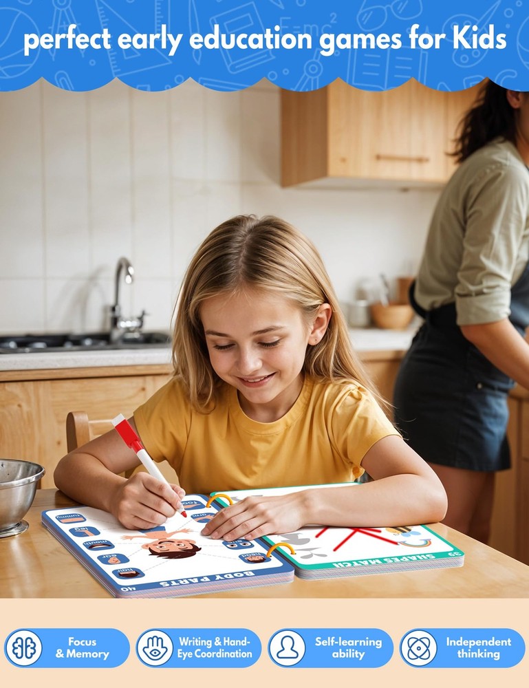 Preschool Learning Activities Educational Workbook, 62 Reusable Pages Pre...