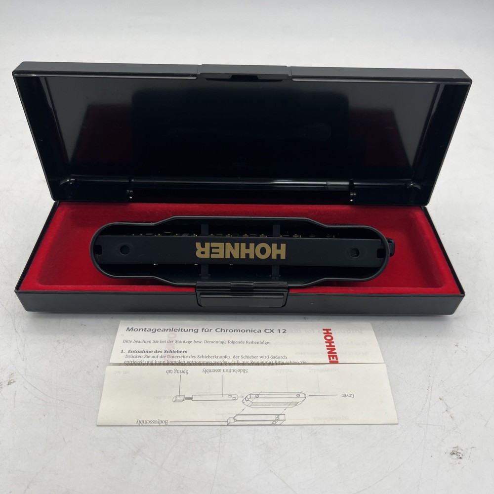 Hohner CX12 Black Chromatic Harmonica with Case