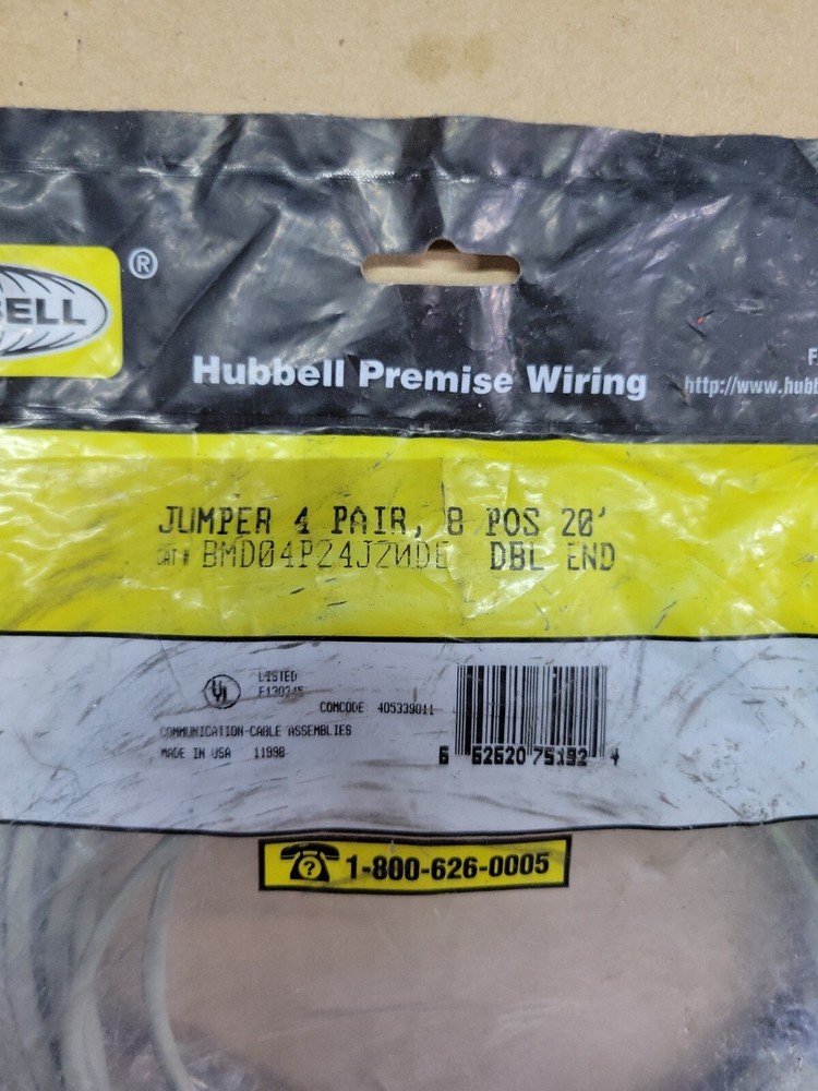 Hubbel Jumper 4-pair, 8 Position, Single End, Gray Cables