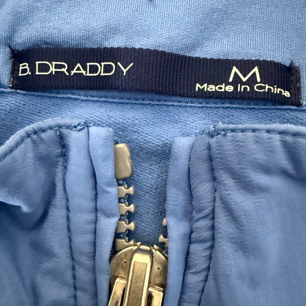 B Draddy Captain Bear Golf 1/4 Zip Pullover Sweater Mens Medium Blue Stretch