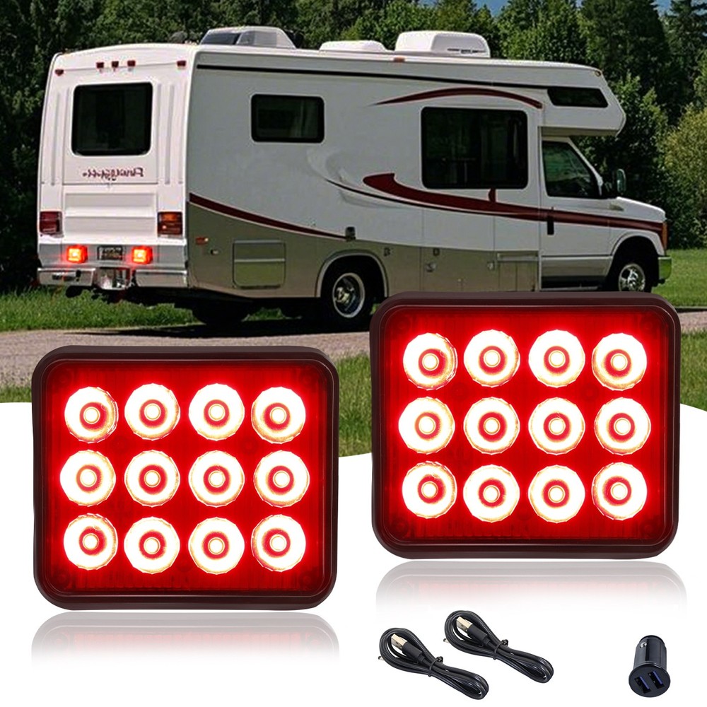 2PCS Wireless Magnetic Red Strobe Kit | Rechargeable Emergency Light