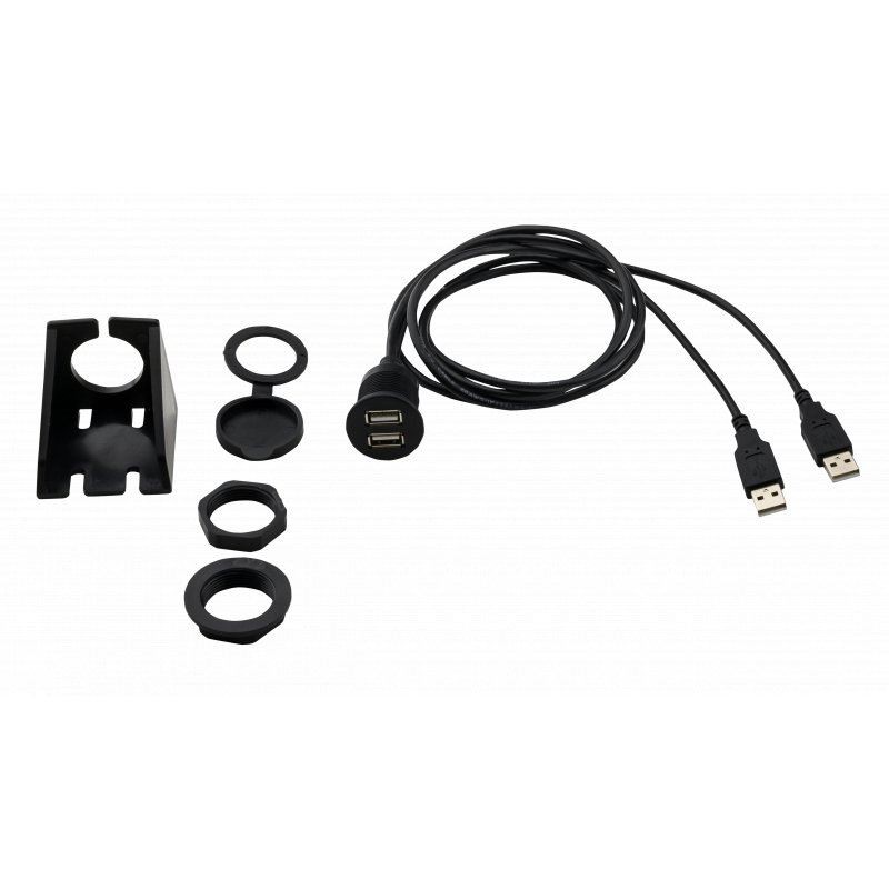 Stinger SSUSB2 Dash Mount Dual USB Extension Cable 4 M with Mounting Bracket