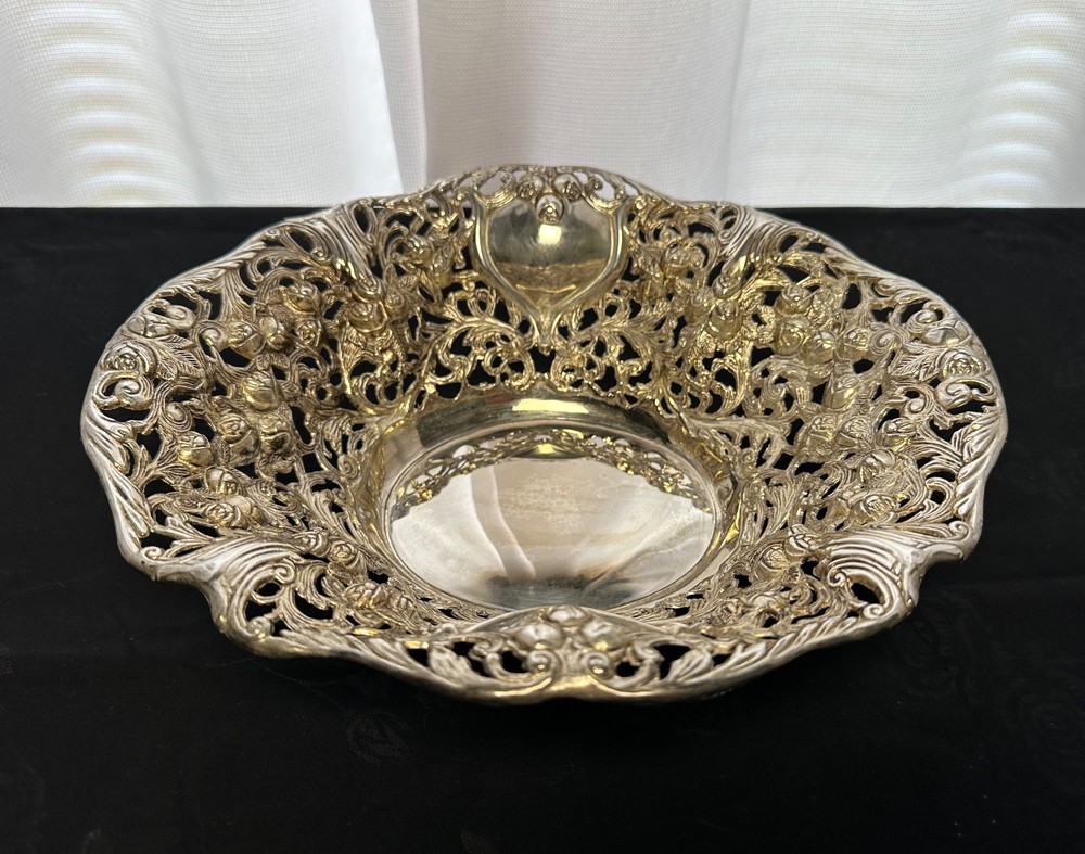 VINTAGE Godinger Silver Art GSA Company Silverplate Centerpiece Bowl w/ Roses