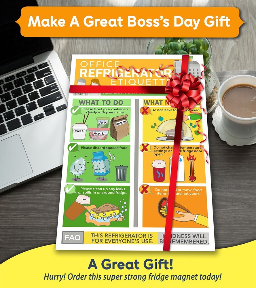 Office Refrigerator Etiquette Magnet 6x9 – Workplace Kitchen Cheat Sheet