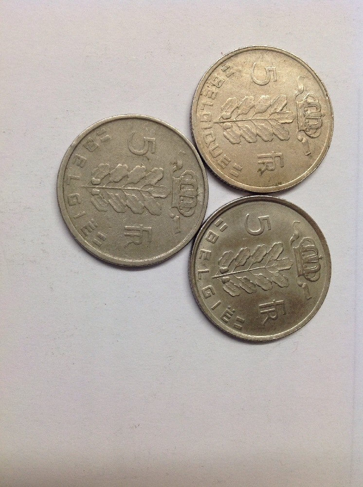 Assorted Belgium 5 Franc Coins