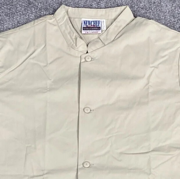 New Chef Chefs Short Sleeve Shirt Button Up Beige Size 2XL