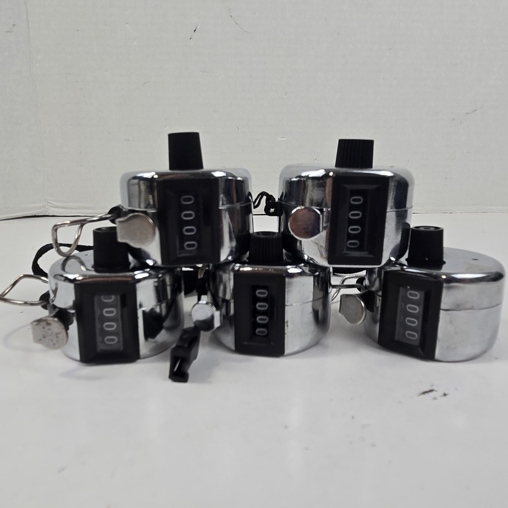 5 Handheld Tally Counters, 4 Digit Lap Counters, Manual Mechanical Clickers EUC