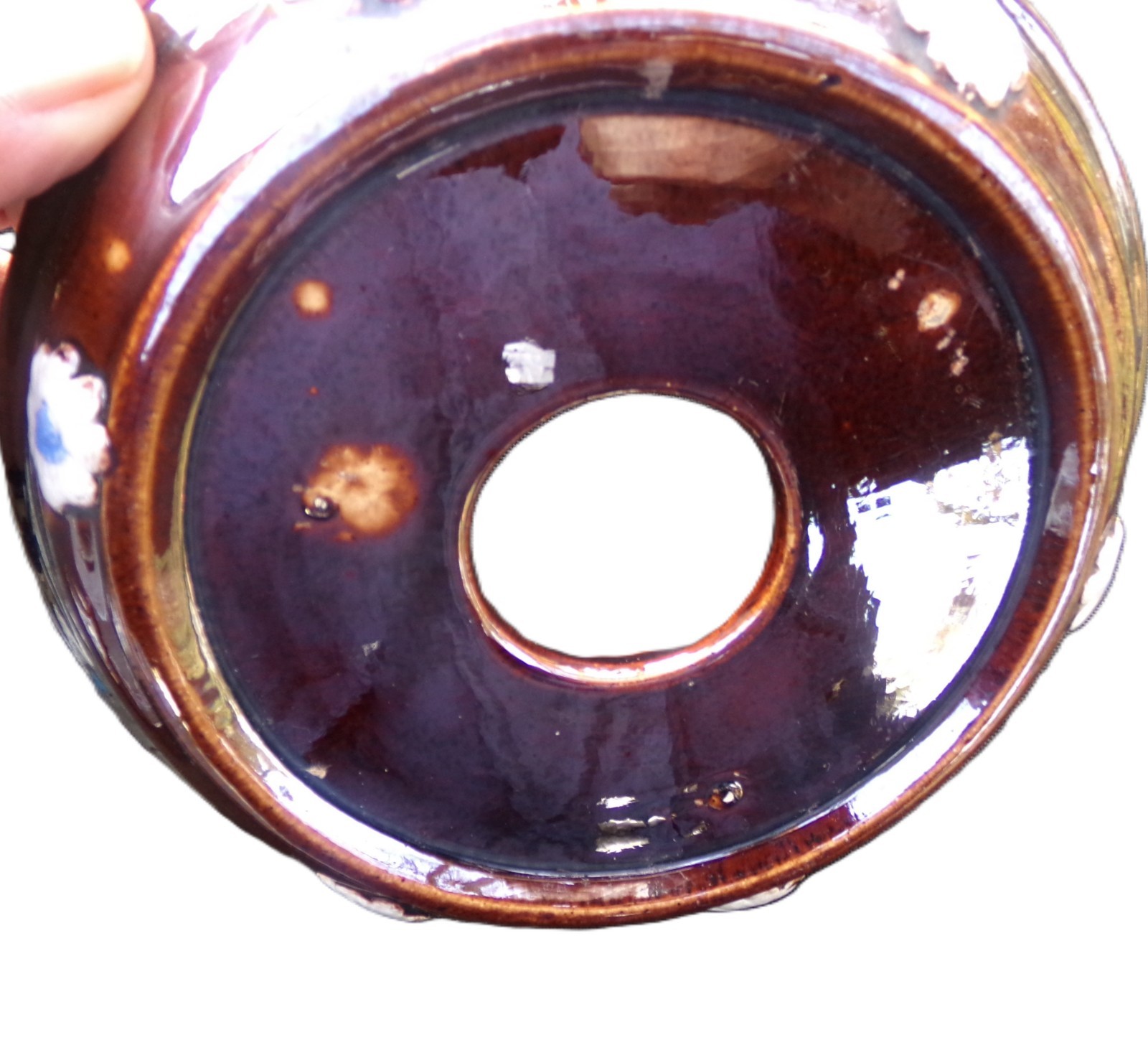 RARE MEASHAM BARGEWARE TEAPOT WITH LID UNDER PLATE "FORGET ME NOT 1907