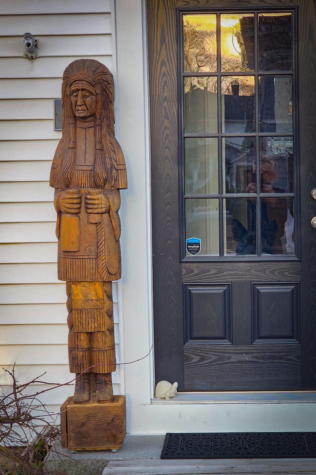 One of a kind 6' / 72lbs. CIGAR STORE INDIAN hand carved from oak