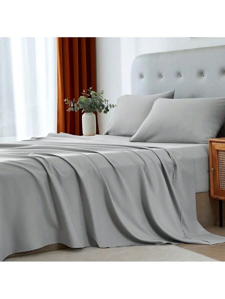 3/4 Piece Bed Sheet Soft Cooling Comfortable Breathable Bedding, Grey